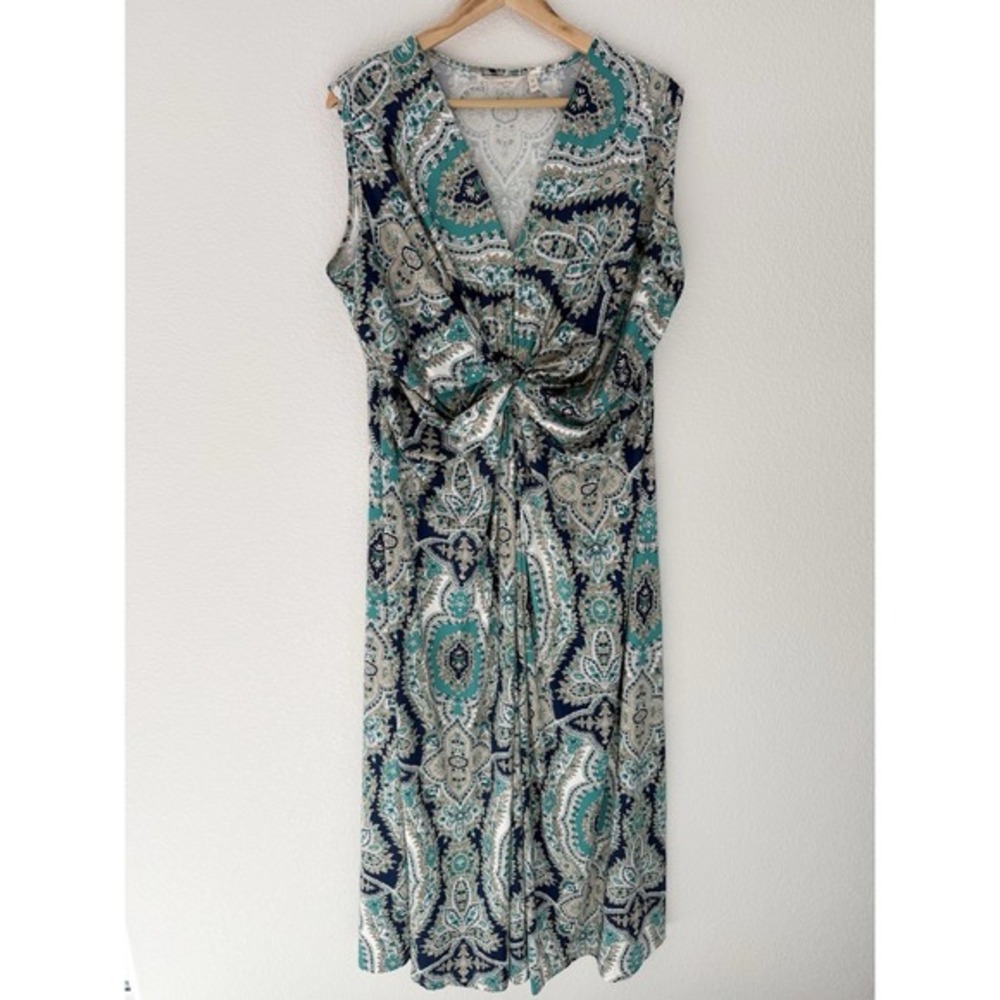Soft Surroundings Paisley Stretch Maxi‎ Dress 3X Plus Size Wedding Guest